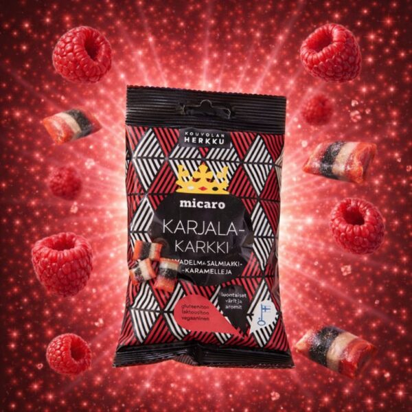 KARJALAKARKKI vadelma&shy;salmiakkikaramellit 80 g