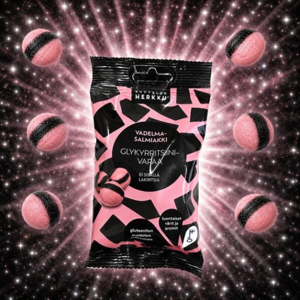 Glykyrritsiinivapaa vadelmasalmiakki 80g